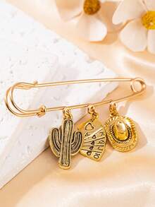 1pc Western Cowboy Style Brooch Alloy Material Is Durable And Versatile, Can Be Used On Clothing, Bags Or Hats, Fashionable Brooch, Perfect For Matching Suits, Shirts, Jackets, Dresses, Showing Elegance And Fashion. Can Be Used As A School Bag, Office Accessory, Jewelry, Christmas, Halloween Gift, Clothespin, Fun And Cute Gift Or Teacher's Day Gift - Multicolor - View 2