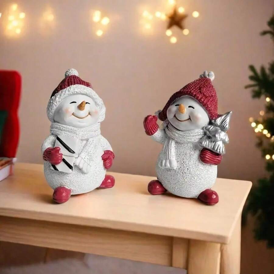 1PC Handmade Resin Classic Snowman Figurine - Christmas Themed Decorative Statues For Various Room Types ,Ideal For Christmas, Bedroom Decor, Home Decor,Courtyard Decoration,Christmas Gift,Christmas Decorations Home,Secret Santa Gifts. - Multicolor - View 1