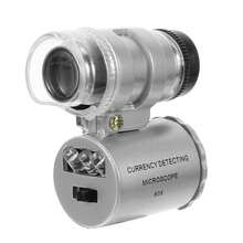 Kính hiển vi bỏ túi 60x có đèn LED, kính lúp 60x, kính lúp tiền tệ. - Bạc - Xem 10