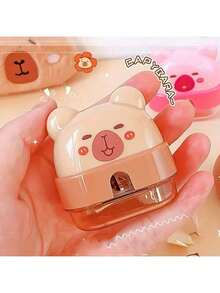 2pcs/1pc Cute Hippopotamus Shaped Pencil Sharpener! Transparent & Adorable, Practical Design - Kapibala (pencil Sharpener) - View 8