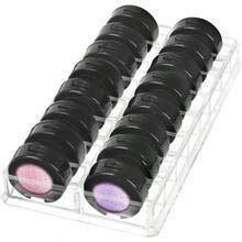 Organizador de maquillaje de sombra de ojos acrlico 1pc 16 Space Cosmetic Storage Contenedor de maquillaje limpio Bandeja para organizador de organizacin de bronceador, resaltador, polvo, rubor, ma - Estilo 1 - Ver 9