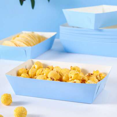 10/24pcs Blue Party Food Boxes, Fries Boxes, Popcorn Boxes, Popcorn Boxes, Birthday Party Decorations And Home Movie Night Snack Boxes, Suitable For Lunch Box, Bakery Bread, Burger Restaurant