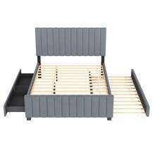 Upholstered Bed With Pull-Out Bed, Velvet Fabric Children's Bed, Youth Bed, Guest Bed, Flat Single Bed For Bedroom And Guest Room Without Mattress - 深灰色 - 查看 9