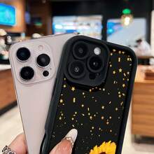 Estuche para teléfono con patrón de estrellas de girasol Compatible con estuches para teléfonos   17  16 Pro Max  15 Pro Max  13 y  12 Hecho de material de TPU que brinda protección contra golpes y caídas Un gran regalo para familiares, amigos, seres queridos, novios, novias y para Navidad - Negro - Ver 3