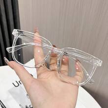 1pcs Square Frame Lens Frame Minimalist Fashion Decoration Glasses Computer Glasses Women Men. - 白色 - 查看 9