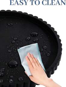 12 英寸蕾丝圆形硅胶浴室台面和梳妆托盘 - 硅胶浴室托盘，用于存放化妆品、珠宝、蜡烛、皂液器、现代浴室装饰、咖啡桌装饰、蜡烛、香水和植物展示托盘。 - 彩色 - 查看 7