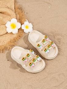 1 Pair Unisex Kids Summer Casual EVA Slip-On Comfortable Soft Durable Non-Slip Fashion Sunflower Beach Sandals - Beige - View 11