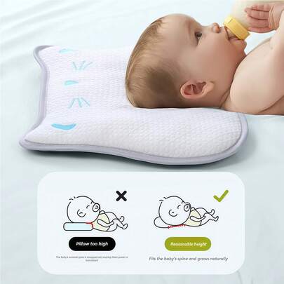 1个双面婴儿云朵枕，透气吸汗新生儿枕（0-1岁），防吐奶纱布枕套