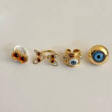 1 Pcs Exaggerated Devil'S Eye Wide Edition Ring Retro Personality Handmade Eye Fashion Stacked Ring - C - Xem 5