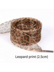 2pcs New Leopard Print Shoelaces, 2.5CM Wide Sheer Ribbon Laces, Cute Leopard Pattern Satin Lace Shoelaces - Multicolor - View 13