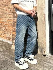 Quần jean denim móc len thời trang thường ngày dành cho thiếu niên nam châu Âu và Mỹ - Rửa tối - Xem 5