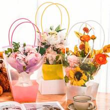 10个装马卡龙梯形透明礼品袋，可用于插花、制作花束，防水手提花袋，花束袋/手提袋，适用于情人节、周年纪念日、生日、母亲节等场合的花卉艺术。 - 彩色 - 查看 2