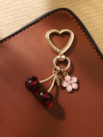 Unisex New Shiny Simulated Cherry Keychain Fashionable And Exquisite Three-Dimensional Cherry Flower Accessory Bag Pendant Bag Charm
