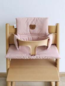 1pc Cute Bear Pattern Baby High Chair Cushion, Soft & Skin-Friendly, Non-Slip, Removable & Washable, Fits Multiple High Chair Models