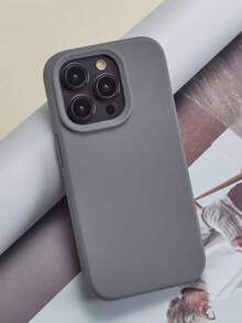 Grooved Button High-Quality Liquid Silicone Mobile Phone Case Compatible With IPhone 16 15 14 13 12 11 Pro Max Soft Waxy Eraser Feel Skin Friendly - Grey - View 5