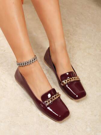 2026 Dam Retro Mary Jane-skor med fyrkantig tå, Mångsidiga vår-/höstskor för vardagsbruk, 2025 Nya platta skor för kontor, 2026 Nya pärlemorfärgade ballerinaskor med glansig finish, Ballerinaskor