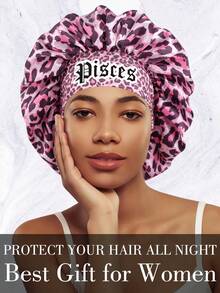 1PC Bonnet Printed 12 Constellations Personalization Hair Caps For Sleeping Satin Wide Brimmed Elastic Cap For Curly And Straight Hair Hair Sleep Cap - Blue - View 7