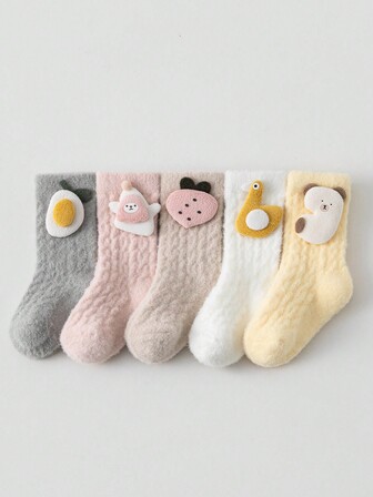 Juego de calcetines de animales de peluche, calcetines de pantufla forrados de felpa adorables en estilos para mujeres y niñas, calcetines térmicos de piso para uso en el hogar durante todo el año