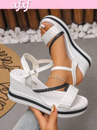 A Pair Of Fashionable, Height Increasing, Woven Lightweight Wedge Sandals For Women, Suitable For Daily Commuting, Holiday Travel, And Dating. (These Shoes Are Particularly Light)