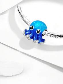 1件时尚925纯银闪亮章鱼吊坠珠子饰品，适合女士手链DIY