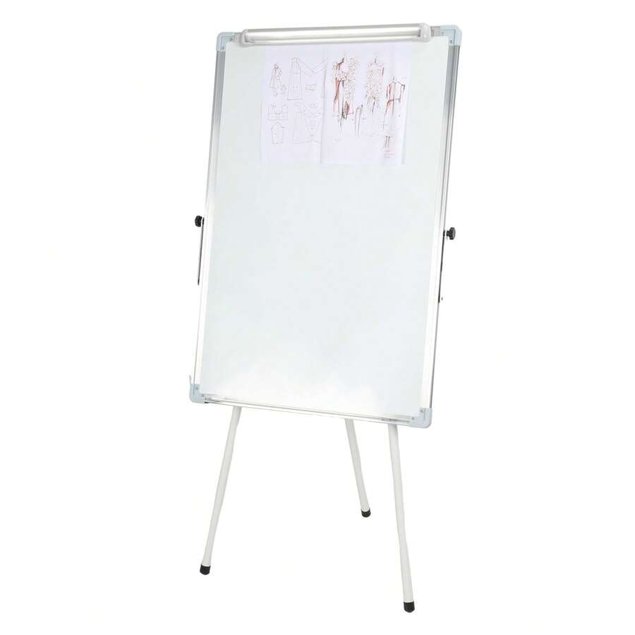 Tripod Writing Board With Paper Clamp And Pen Storage Rack, Single-Sided Foldable Magnetic Whiteboard, Smooth Writing Surface Adjustable Height Whiteboard With Non-Slip Rubber Feet - White - View 1