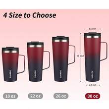 BJPKPK Vaso aislado con asa vasos aislados de 30 onzas con tapa y popote botellas de agua de metal de acero inoxidable tazas de viaje de cafe tazas rojo encantador - EncantadorNegroRojo - Ver 5