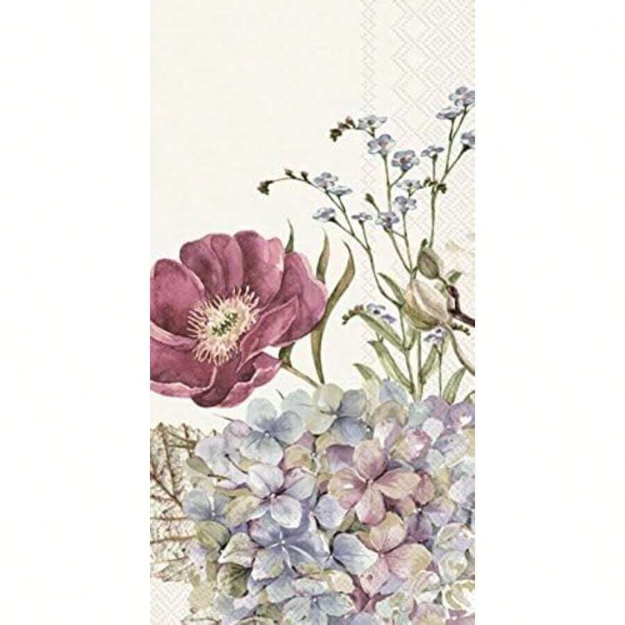 IHR Home Range Servilletas desechables de papel de 3 capas, 8.5 pulgadas, 4.5 pulgadas, árboles de Navidad verdes, blanco y verde(8.5" 4.5" Belles Fleurs Cream) - Multicolor - Ver 1