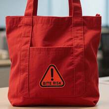 1 st röd broderad varningslapp med texten "Risk för röd bett", värmeförseglad kläddekoration, gör-det-själv-tillbehör - Multifärgad - Visa 3