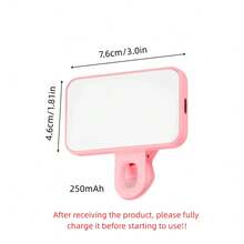 1pc Portable Rechargeable LED Clip-On Fill Light, 3 Lighting Modes, Suitable For Computer, Photography, Video Calls, Live Streaming, Multi-Scenario Use, Adjustable Brightness, Ideal Gift For Friends And Family, Rechargeable (Built-In 250mAh Battery)