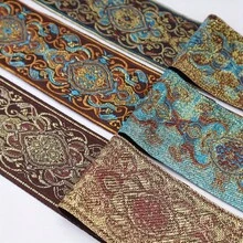 1/5码复古提花缎带，带刺绣花边，适用于缝纫、手工制作、窗帘装饰、桌布装饰、服装装饰、DIY服装、牛仔装饰、家居装饰 - 彩色 - 查看 4