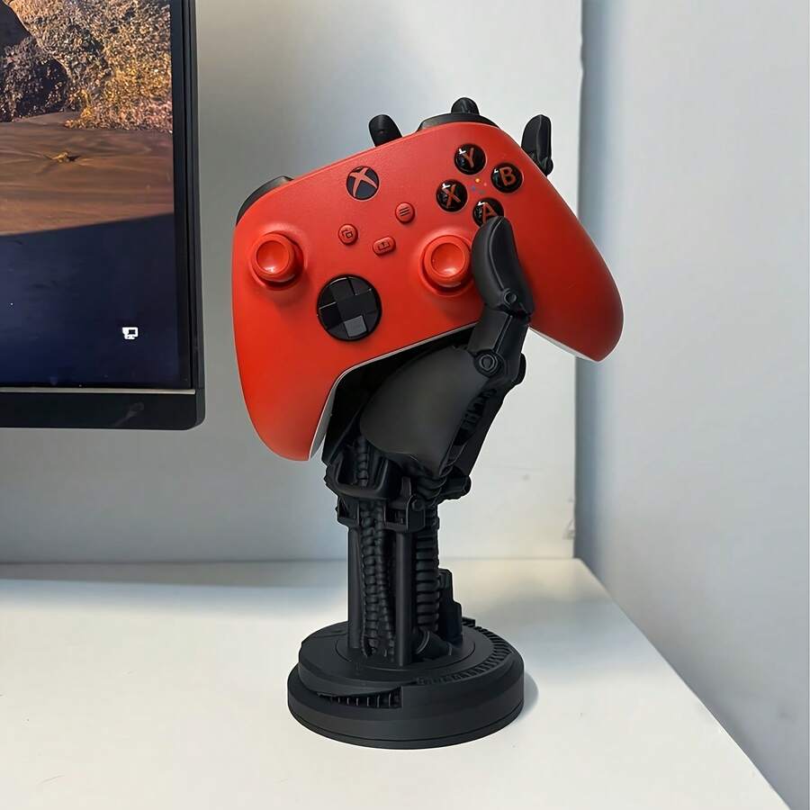 1pc/Cyberpunk Creative Mechanical Hand Game Controller Stand, Stand Handle, Suitable For Controllers And Phones, Multifunctional Desktop Storage Tool, Great Choice For Game Enthusiasts As Back-To-School Gifts, Christmas Gifts, Christmas Decorations - 銀色鏽色 - 查看 1