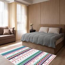 1 pieza Alfombra lavable Orhopui de estilo vintage, antideslizante, de bajo espesor, lavable a máquina, resistente a las manchas, alfombra grande y suave para sala de estar, dormitorio, comedor y piso - Multicolor - Ver 8