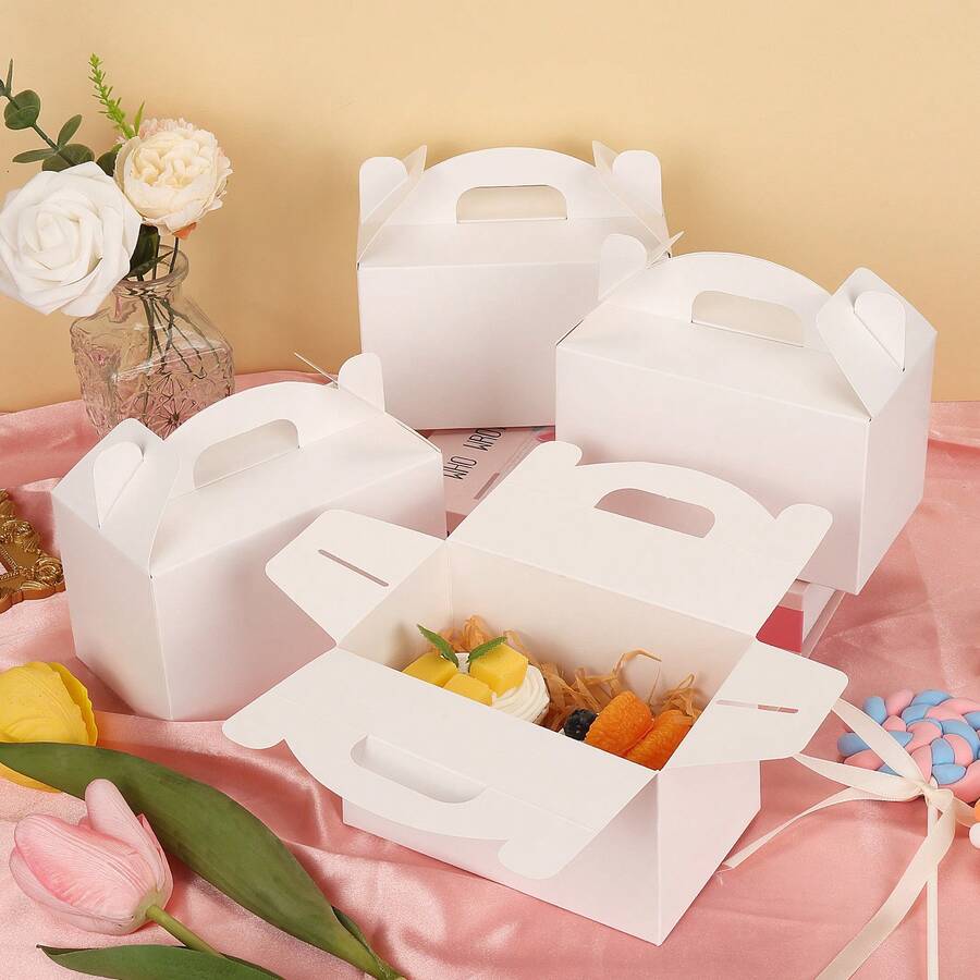 Tomnk 48/96 Pack White Party Favor Treat Boxes, Candy Boxes, 6x3.5x3.5 Inches Candy Gift Boxes, Party Favor Boxes With Handles, Paper Gift Boxes For Birthday Wedding, Mother's Day Gift Box, DIY - 彩色 - 查看 1