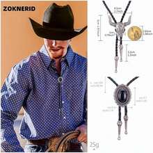 Corbata Vaquera 4PK, Corbatin Vaquero Hombre, Collar Vaquero Mujer Accesorios Vaqueros Ajustable, Hecha a Mano Hombre Corbatas Tipo Bolo, Estilo Clásico Occidental Calavera Buey para Disfraz Halloween - Oro Antiguo 4 piezas - Ver 6