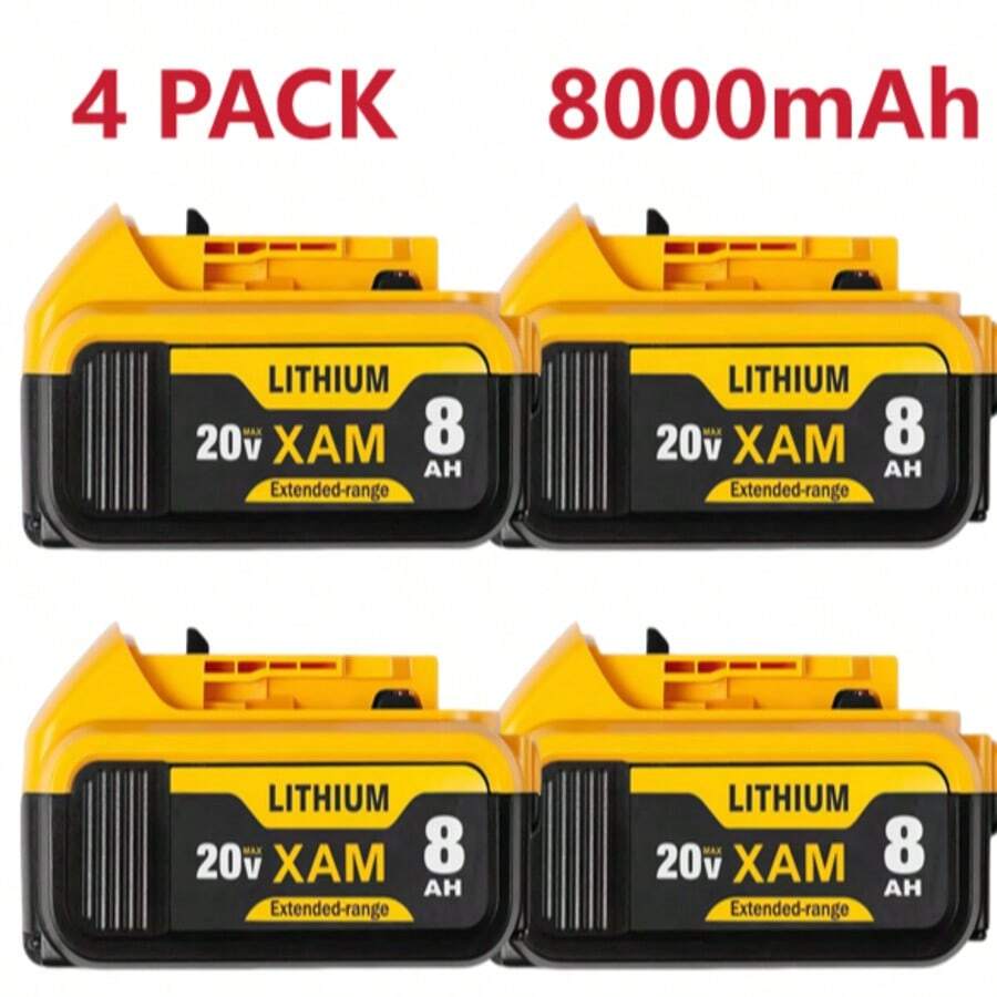 [Batería de iones de litio 4PACK] Batería de iones de litio de repuesto 4PACK de 8,0 Ah para Dewalt 20 V para baterías Dewalt DCB210, DCB205, DCB203, DCB204, DCB206, DCB201, DCB200, DCB207, DCB208. Compatible con las series DCD, DCF y DCS, para herramientas eléctricas.