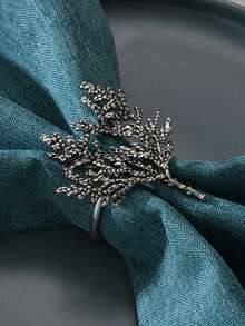 2/4/6个装植物叶子餐巾环，适用于婚礼宴会餐桌装饰餐巾架，复古金叶餐巾环 - 彩色 - 查看 4