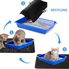 Extra Large Double Layer EVA Cat Litter Mat, Pet Cleaning Mat, Litter Control Mat, Waterproof Anti-Leakage Cat Litter Trapping Mat, Double Honeycomb Design Anti-Splash Litter Mat, Large Cat Litter Box Bottom Mat, Indoor Cat Litter Collection Mat, Durable Pet Supplies, Suitable For Small/Medium/Large Dogs And Cats - Grey - View 7