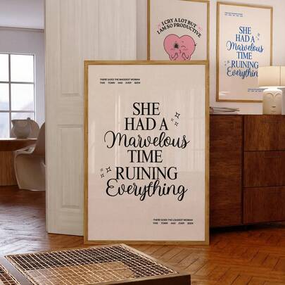 1pc Frameless Lyric Poster, Black And White Aesthetic Print For Girls' Room Decoration, Minimalist Music Quote Wall Art, Suitable For Bedroom, Living Room, Dormitory, Fun Poster, Room Decor, Wall Print