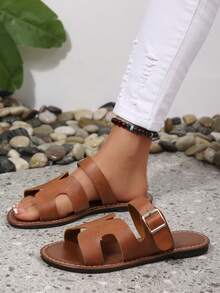 Nuevas sandalias planas de estilo bohemio de moda para mujeres - Marrón - Ver 5