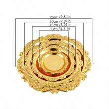 1 Pieza/Juego de 4 Piezas de Elegantes Platos de Cena de Acero Inoxidable Tallados con Patrones Florales Geométricos, Disponibles en Acabados Dorados y Plateados, Platos para Pasteles de Metal, Bandejas para Té de la Tarde, Portavasos para el Hogar y la Sala de Estar, Bandejas Multifuncionales de Acero Inoxidable, Platos para Aperitivos, Platos para Frutas, Platos para Fruta Seca, Platos de Almacenamiento de Joyas/Accesorios - Multicolor - Ver 11