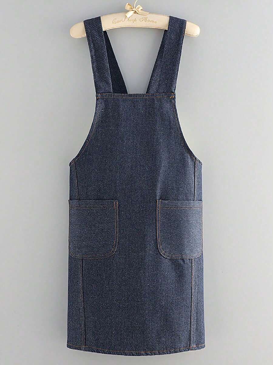 Denim Apron Soft - Unisex Bib Apron With Multifunctional Tool Pocket - Blue - View 1