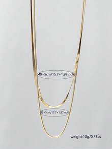 2pcs Stainless Steel Minimalist Double Layer Necklace For Women - Yellow Gold - View 7