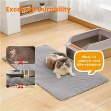 Extra Large Double Layer EVA Cat Litter Mat, Pet Cleaning Mat, Litter Control Mat, Waterproof Anti-Leakage Cat Litter Trapping Mat, Double Honeycomb Design Anti-Splash Litter Mat, Large Cat Litter Box Bottom Mat, Indoor Cat Litter Collection Mat, Durable Pet Supplies, Suitable For Small/Medium/Large Dogs And Cats - Grey - View 6