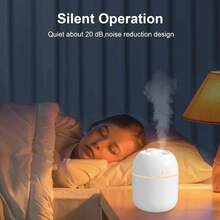 Humidificador porttil pequeo, humidificador personal de computadora para coche, habitacin de oficina, recmara, apagado automtico, 2 modos de niebla, sper silencioso 220 ml, blanco - Blanco - Ver 3