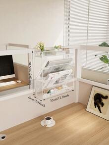 No-Drill Wall-Mounted Storage Rack, All-Metal Construction, Sturdy And Durable, Comes With Installation Parts. Ideal For Office Or Home Use, For Storing Magazines And Books. A Great Home Gift.Paper Organizer Storage - one-size - View 5