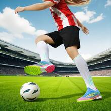 1 Pair Unisex Adult & Youth Studded Training Shoes, Low-Top Outdoor Artificial Turf Hard Court Indoor Training Field Professional Team Sports Shoes, Football Cleats With Front Lace, Non-Slip Rubber Sole, Lightweight High-Performance Design - Green - View 6