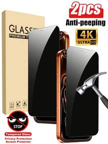 Bộ 2 miếng dán bảo vệ màn hình, tương thích với iPhone 17/16/16e/15/14/13/13 Pro/12/11/17 Pro Max/17 Air/16 Pro Max/15 Pro Max/14 Pro/Plus/Mini/X/XR/XS Max, kính cường lực 9H+, phù hợp với thiết kế năng động, chống trầy xước, phủ toàn màn hình, bảo mật thông tin cá nhân, chống nhìn trộm. - màu đen - Xem 10