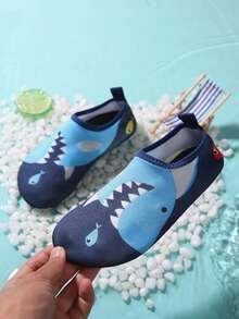 Kids Cartoon Shark Print Water Park Aqua Shoes, Breathable Quick Dry Beach Snorkeling Shoes, Non-Slip Soft Bottom Water Socks For Boys And Girls - Blue - View 13