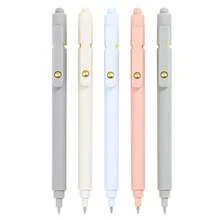 1pc/5pcs Random Color Muted Tone Low Center Of Gravity Push-Button Neutral Pen, Retro High-Aesthetic 0.5mm Black Pen For Students & Writing - Multicolor - View 4