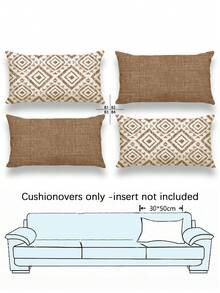 4pcs Modern Geometric Pattern Pillow Covers, Decorative Geometric Line Throw Pillow Cases, Vintage Linen Material, Hidden Zipper Closure, Machine Washable, Minimalist Stylish Line Design, Suitable For Home Decor, Sofa, Living Room, Bedroom, Car, Outdoor Cushion Covers, No Pillow Insert - Camel - View 4